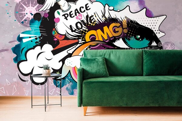Carta da parati – Occhio graffiti verde