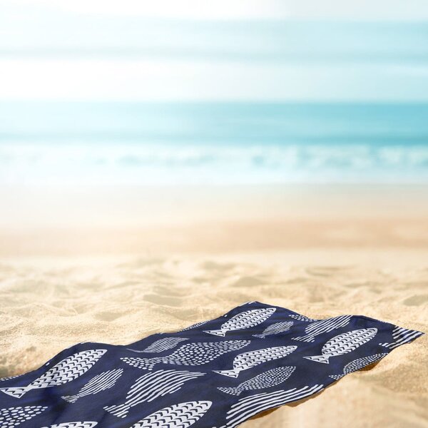 Telo mare blu scuro 90x180 cm Fish - DecoKing