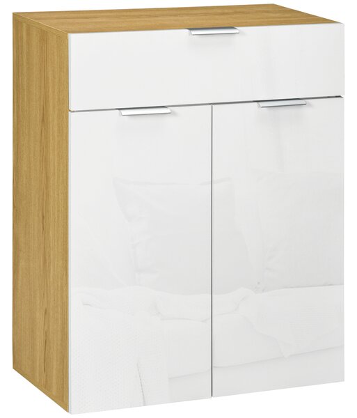 HOMCOM Mobile per Soggiorno con Armadietto e Cassetto, Ripiani regolabili su 3 livelli 70x35x92cm, Bianco|Aosom