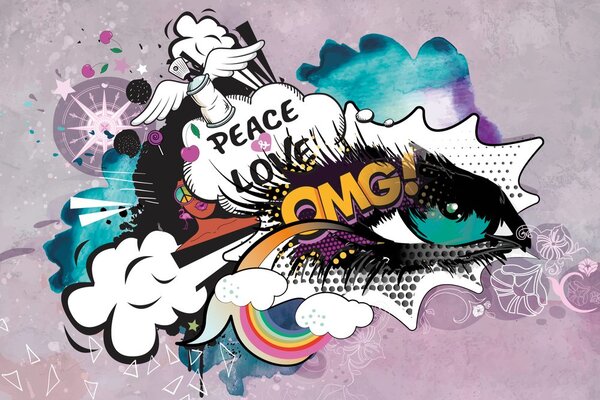 Carta da parati – Occhio graffiti verde