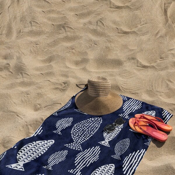 Telo mare blu scuro 90x180 cm Fish - DecoKing