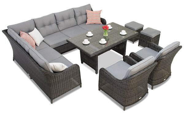 Set in technorattan con divano angolare Toledo Comida 7 antracite Garden Point
