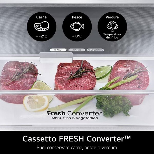 Lg Frigorifero Combinato No Frost Capacit 387 Litri Classe energetica A Fresh Converter colore Nero - GBV7280AEV