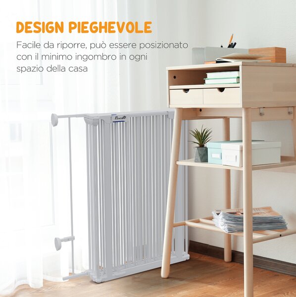 PawHut Cancellino per Cani Taglia Media Pieghevole e Modulabile in Metallo e Plastica, 123x102x90 cm, Bianco|Aosom