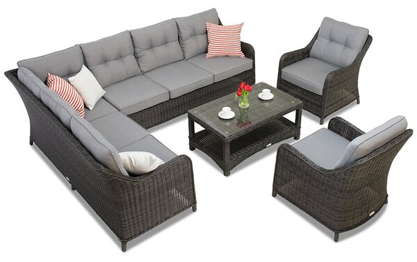 Set in technorattan con divano angolare Toledo Corner 7 antracite Garden Point