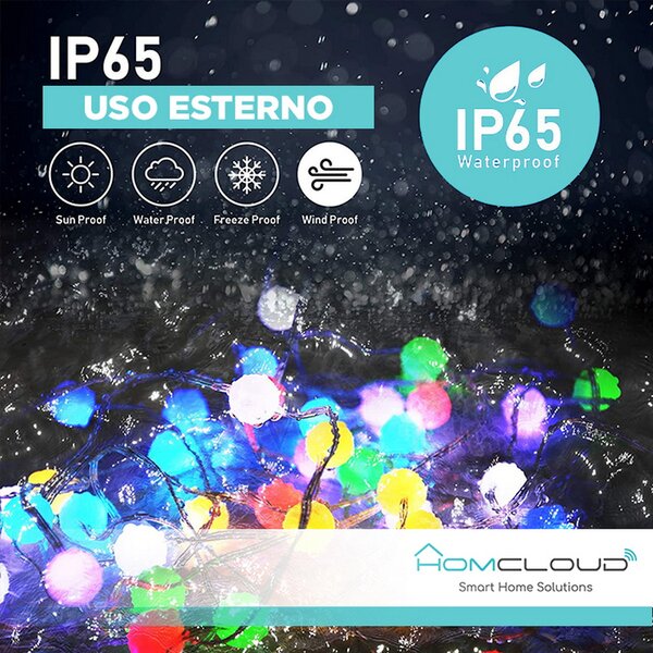 Catena luminosa decorata Smart Tuya WiFi con 66 perle a Led RGB-IC 10 metri Homcloud