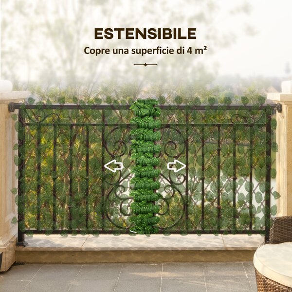Outsunny Siepe Artificiale 200x100 cm in Seta e Plastica PE, Siepe Finta di Pothos con 495 Foglie, Verde|Aosom