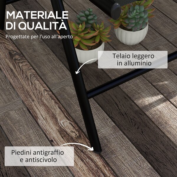 Outsunny Set 2 Sedie Pieghevoli con Schienale Reclinabile e Poggiatesta, in Alluminio e Poliestere, 54x67x108 cm, Nero|Aosom