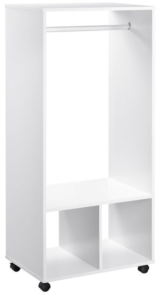 HOMCOM Mobile Appendiabiti con Barra in Alluminio e 2 Ripiani Aperti, in Truciolato, 60x40x128 cm, Bianco|Aosom