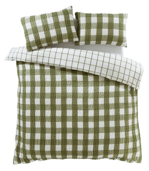 Biancheria da letto in flanella verde per letto matrimoniale 200x200 cm Gingham Check - Catherine Lansfield