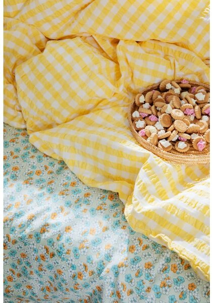Biancheria da letto in crêpe giallo e bianco per letto singolo 140x200 cm Bæk&Bølge - JUNA