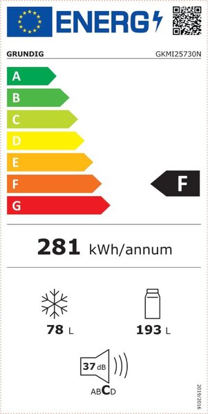 Grundig Frigorifero da Incasso Combinato 271 Litri Classe F Raffreddamento Light Frost - GKMI25730N