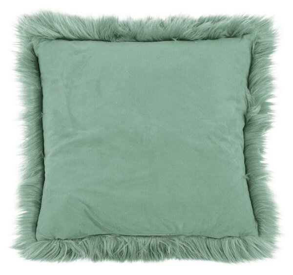 Cuscino in pelle di pecora verde, 45 x 45 cm - Tiseco Home Studio