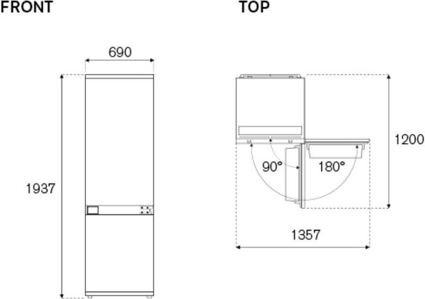 Bertazzoni Frigorifero da Incasso Combinato 341 Litri Classe E No Frost - REF704BBNPTC