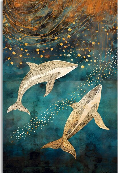 Quadro su tela – Balene nell'oceano magico
