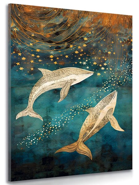 Quadro su tela – Balene nell'oceano magico