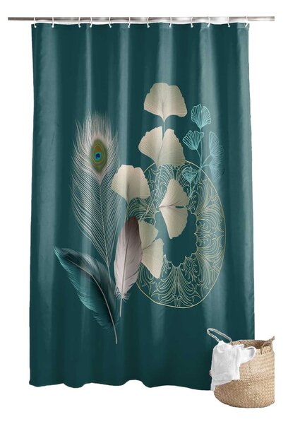 Tenda da doccia 180x200 cm Ginkoblue - douceur d'intérieur