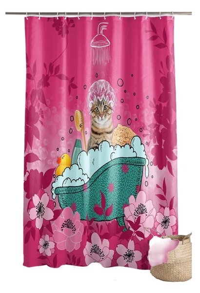 Tenda da doccia 180x200 cm Chatibulle - douceur d'intérieur