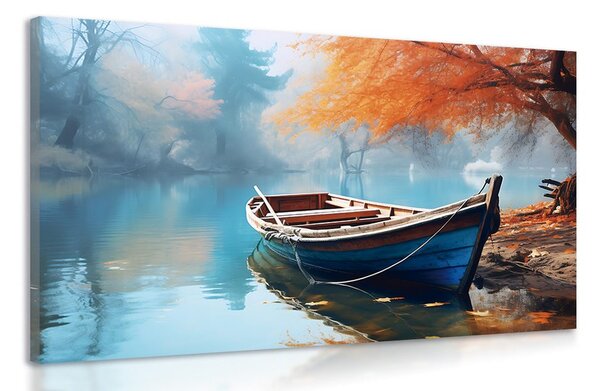 Quadro su tela – Barca su lago deserto