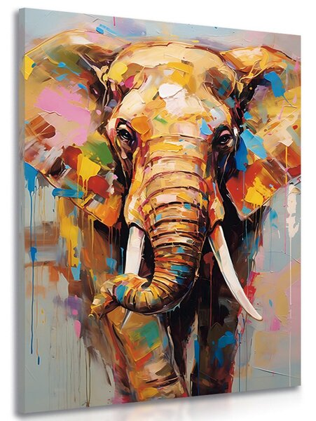 Quadro su tela – Elefante stiloso con imitazione di pittura