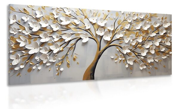 Quadro su tela – Albero dorato con fiori