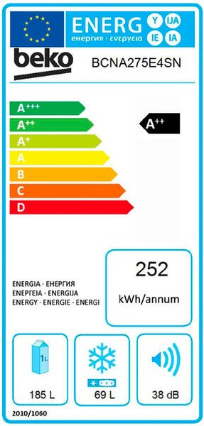Beko Frigorifero da Incasso Combinato Capacit 254 Litri Classe energetica E Raffreddamento No Frost - BCNA275E4SN