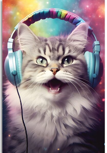 Stampa su tela – Gatto con cuffie