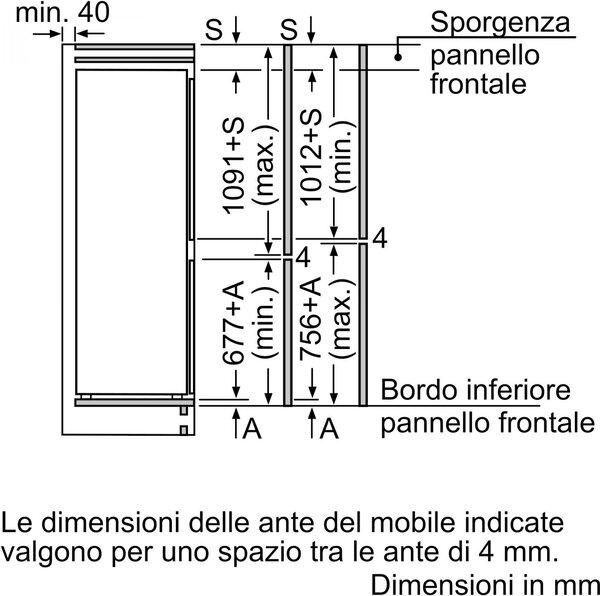 Bosch Frigorifero da Incasso Combinato Capacit 260 Litri No Frost Classe E Serie 2 - KIN86NSE0