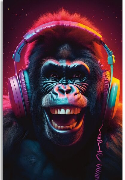 Stampa su tela – Gorilla con cuffie