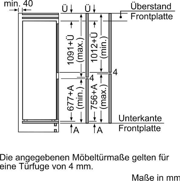 Bosch Frigorifero da Incasso Combinato Capacit 260 Litri Classe energetica E No Frost - Serie 4 KIN86VSE0