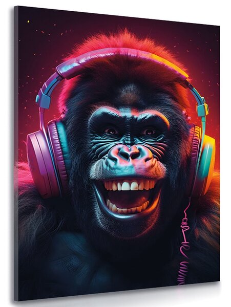 Stampa su tela – Gorilla con cuffie