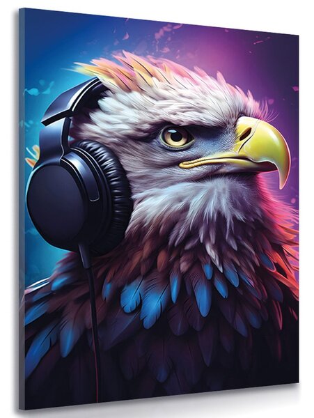 Quadro su tela – Aquila con cuffie