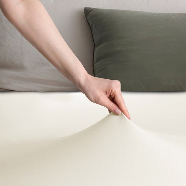 Lenzuolo con angoli bianco/color crema in jersey 90x200 cm Amber – Restilo