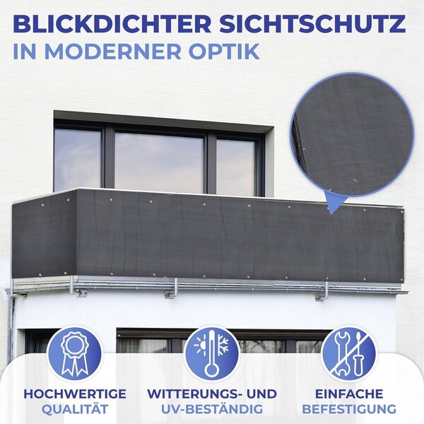 Schermo da balcone in plastica nera 500x85 cm - Maximex
