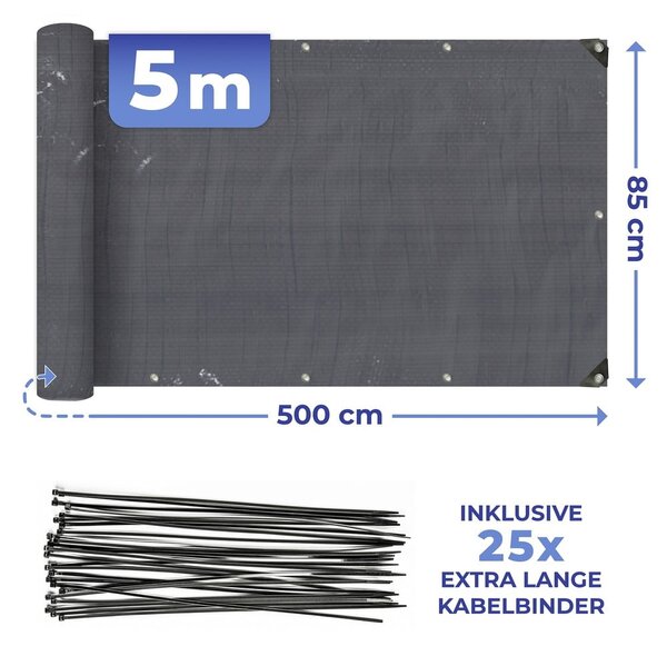 Schermo da balcone in plastica nera 500x85 cm - Maximex