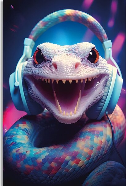 Stampa su tela – Serpente con cuffie
