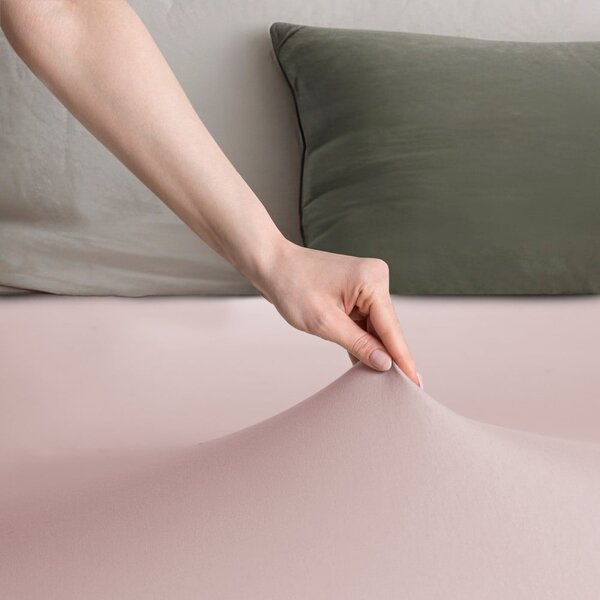 Lenzuolo con angoli rosa chiaro in jersey 90x200 cm Amber – Restilo