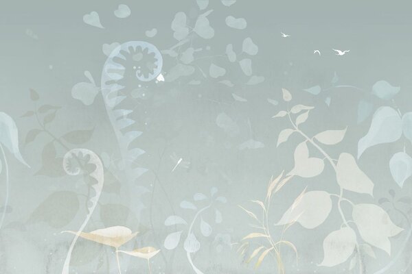 Carta da parati – Natura morta astratta vegetale in blu-grigio