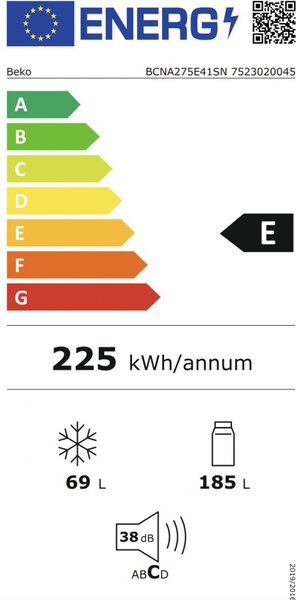 Beko Frigorifero da Incasso Combinato Capacit 275 Litri Classe energetica E Raffreddamento No Frost - BCNA275E41SN