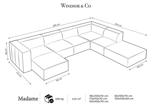 Divano angolare in pelle blu scuro (angolo destro) Madame - Windsor & Co Sofas