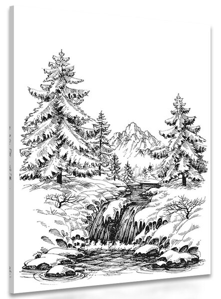 Quadro su tela – Paesaggio fiabesco in bianco e nero