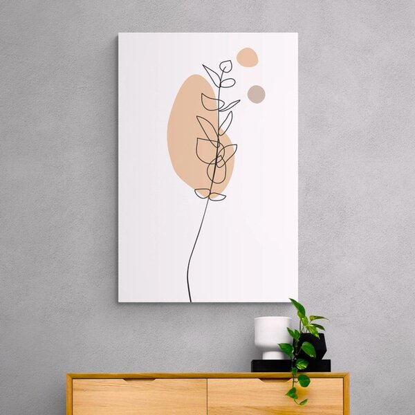 Quadro su tela – Foglia minimalista su sfondo bianco No3