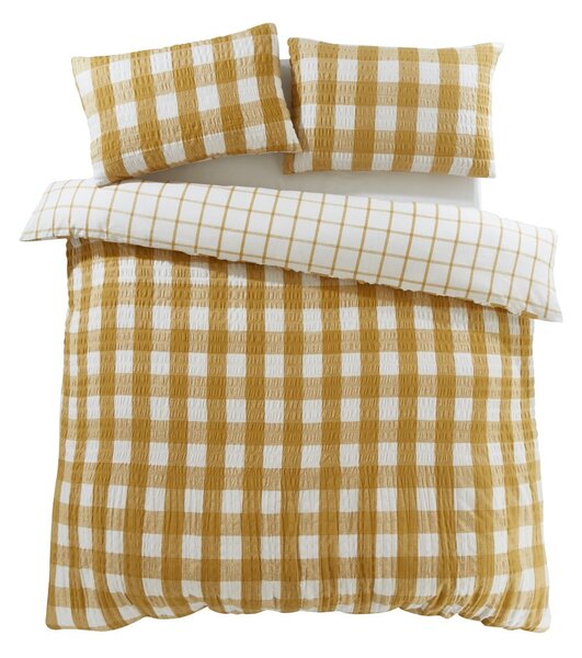 Biancheria da letto singola in flanella gialla 135x200 cm Gingham Check - Catherine Lansfield