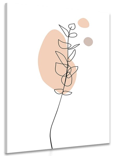 Quadro su tela – Foglia minimalista su sfondo bianco No3