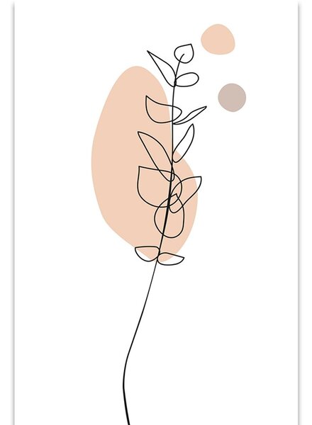 Quadro su tela – Foglia minimalista su sfondo bianco No3