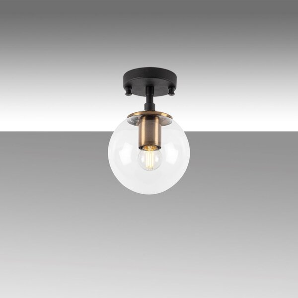 Plafoniera nera con paralume in vetro ø 15 cm Atmaca – Opviq lights