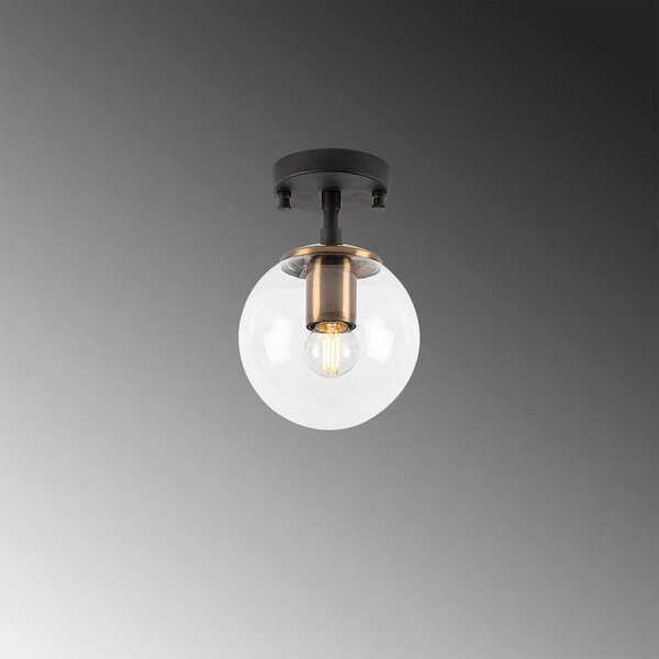 Plafoniera nera con paralume in vetro ø 15 cm Atmaca – Opviq lights