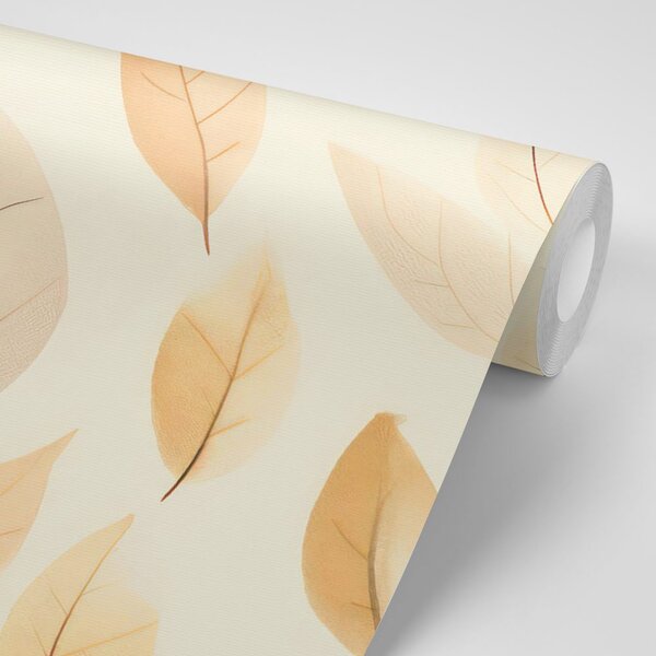 Carta da parati autoadesiva – Foglie beige delicate