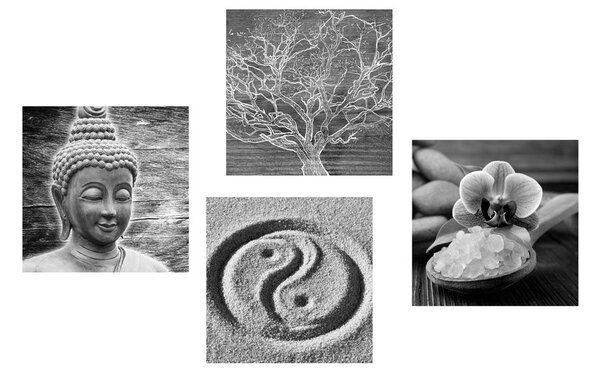 Set di quadri – Natura morta Buddha in bianco e nero