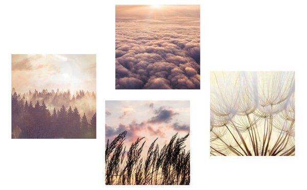 Set di quadri – Paesaggio pittoresco al tramonto